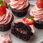 Chocolate Strawberry Cupcakes with Ganache and Strawberry Swiss Meringue Buttercream Recipe