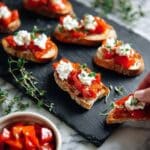 Roasted Red Peppers Goat Cheese Crostini Recipe