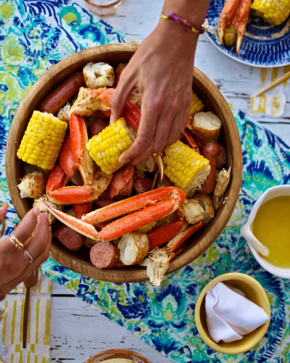 The image shows a white bowl filled with a mix of seafood and potatoes. The top layer has red crab claws and a lobster tail with a shiny, cooked texture. Around the crab, there are orange shrimp with their shells on, scattered evenly. Light yellow lemon wedges are placed around the seafood, some tucked between the pieces. Small round potatoes with a soft yellow skin are mixed in, with some shells of clams open showing the light inside. Sprigs of green parsley add a fresh touch on top. The whole dish is on a white marbled surface. Photo taken with an iphone --ar 4:5 --v 7