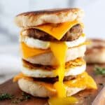 Air Fryer Breakfast Sandwich with Sausage, Eggs, and Cheddar Recipe