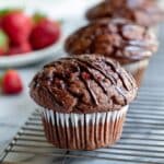 Chocolate Strawberry Muffins with Chocolate Drizzle Recipe
