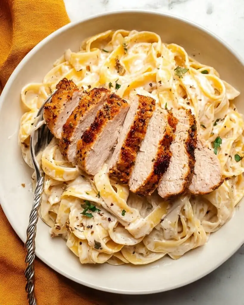 Creamy Fettuccine Alfredo with Sautéed Chicken Recipe
