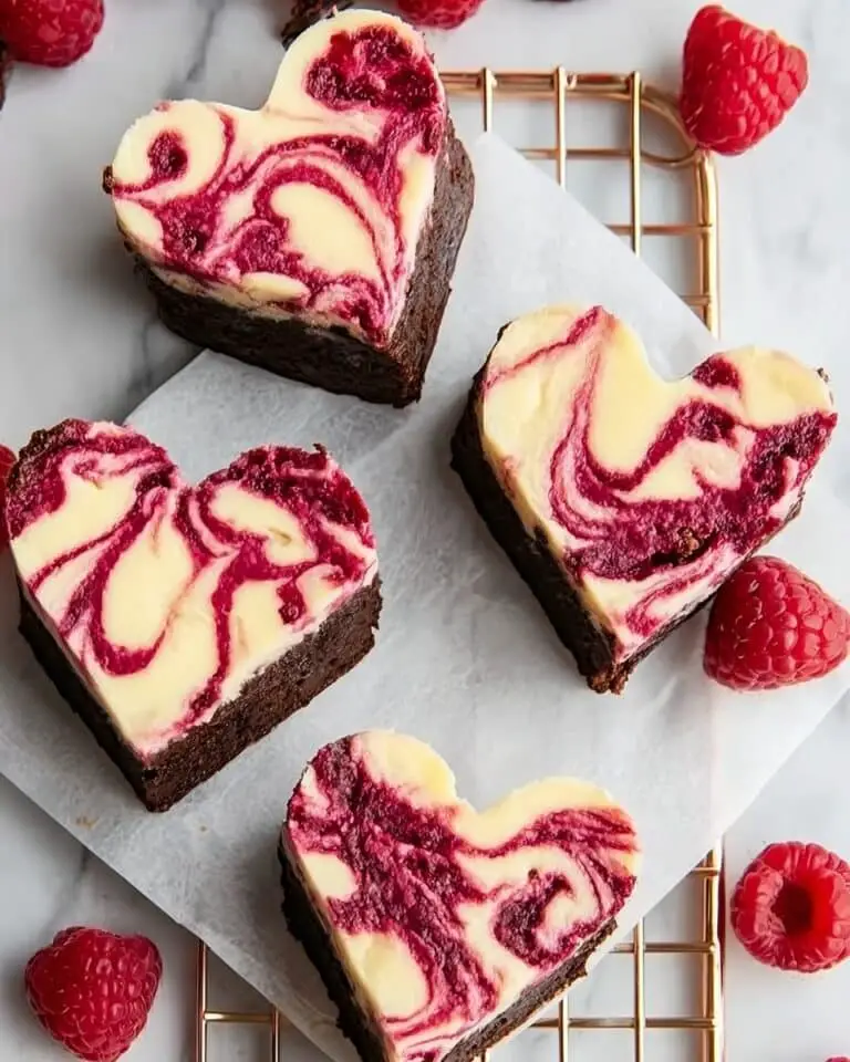 Heart-Shaped Fudgy Cheesecake Raspberry Swirl Brownies Recipe