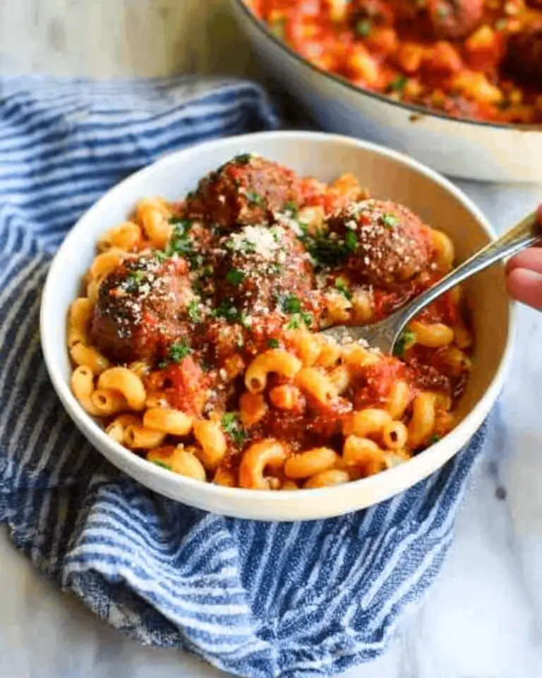 One Pan Meatballs and Pasta Skillet Recipe