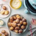 Air Fryer Cinnamon Roll Bites with Cinnamon-Sugar Shake and Dipping Icing Recipe