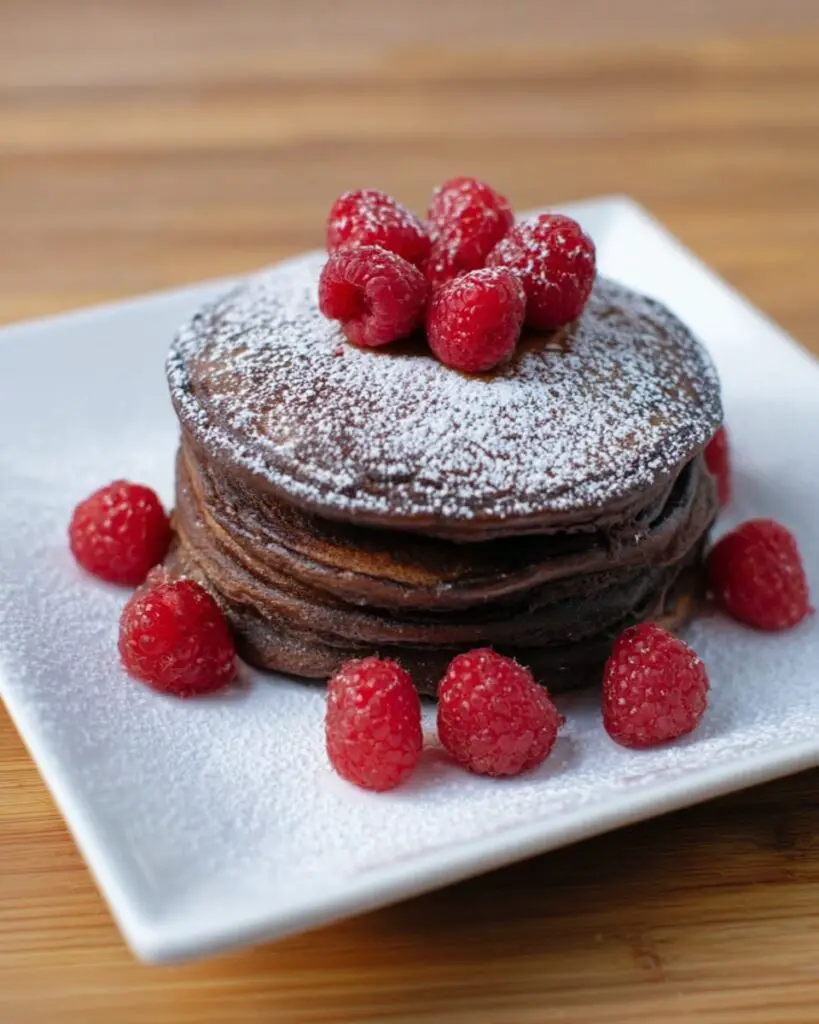 Chocolate Pancakes with Fresh Fruit and Powdered Sugar Recipe