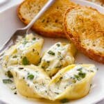 Stuffed Shells with Chicken in Alfredo Sauce