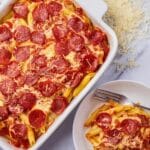 Cheesy Pizza Casserole with Pepperoni and Ground Beef Recipe