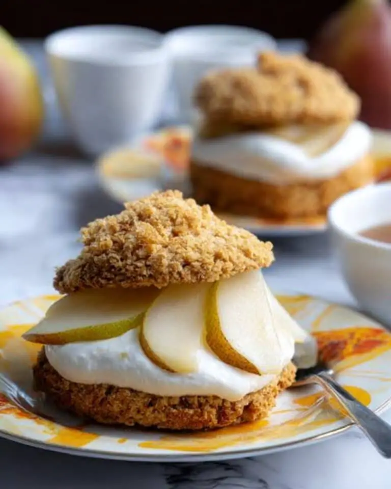 Crystallized Ginger Scones with Sake-Poached Asian Pears Recipe