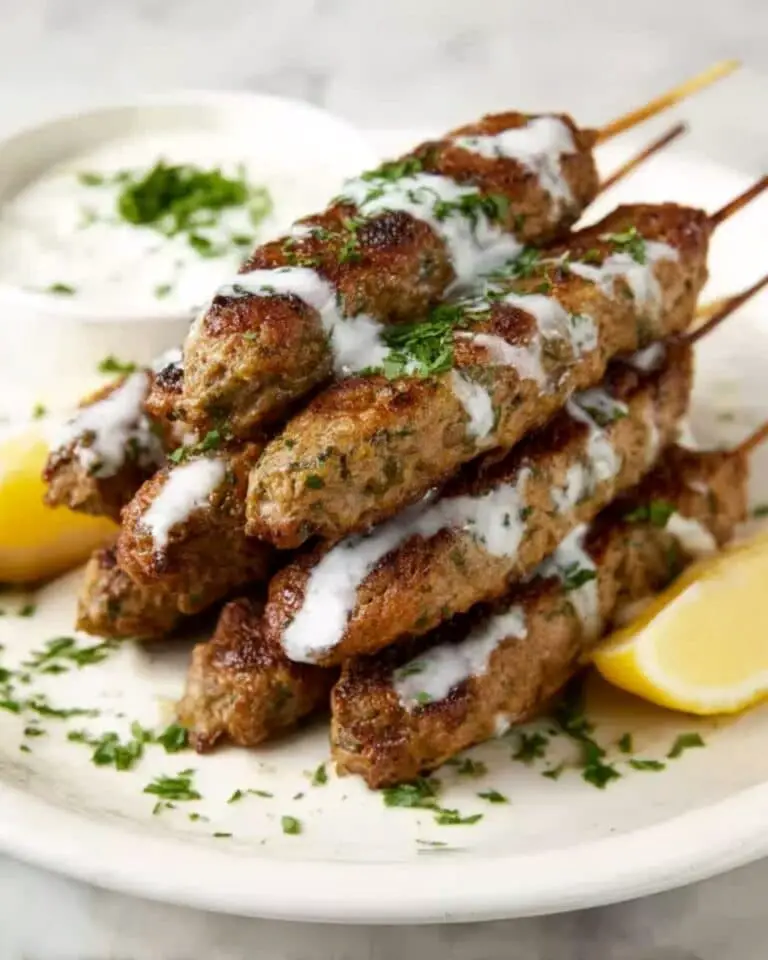 Chicken Kofta Kebabs with Garlicky Yogurt Sauce Recipe