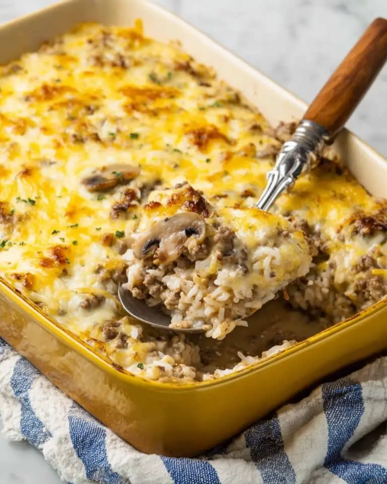 Quick Cheesy Ground Beef and Rice Casserole Recipe