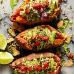 Quinoa-Stuffed Sweet Potatoes with Avocado-Cilantro Sauce Recipe