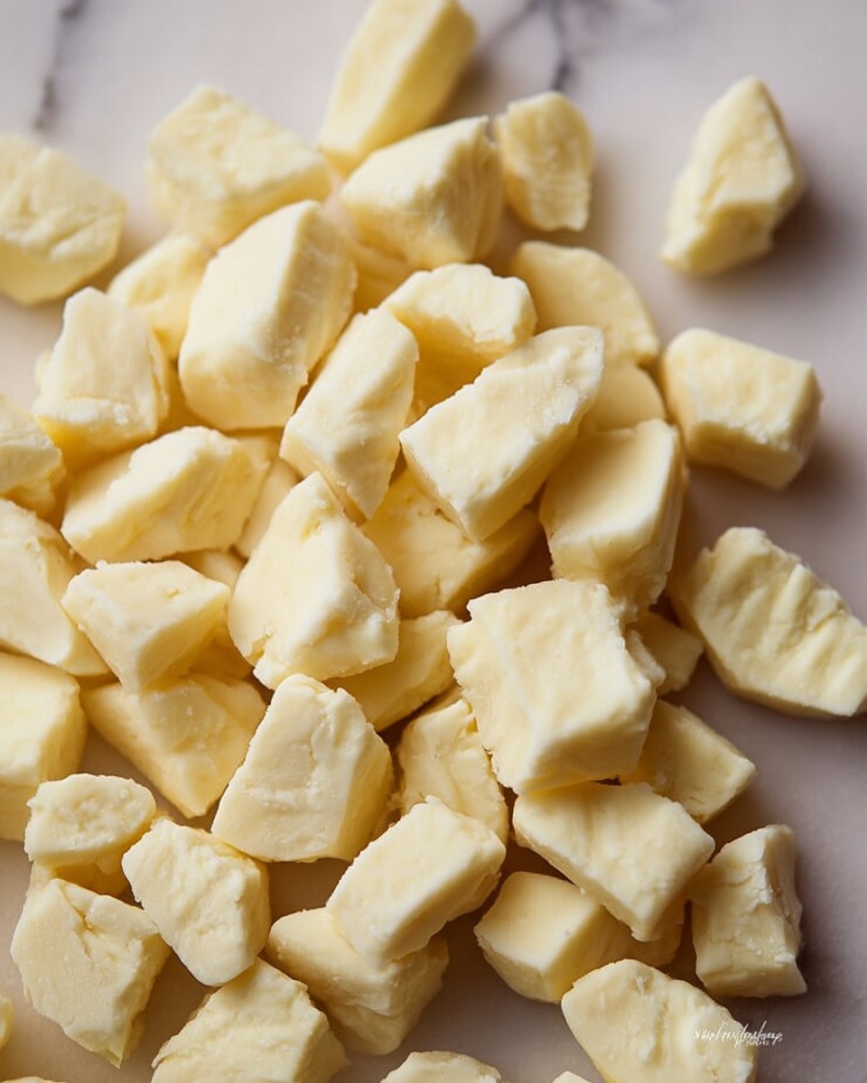 The image shows many small, soft cheese pieces scattered closely together on a white marbled surface. Each piece is pale yellow with a slightly uneven, soft texture that looks light and fresh. The pieces vary in shape but are mostly small, short, and irregular short sticks or chunks with smooth edges and slight cracks. The simple scene focuses only on the cheese pieces without other items around. photo taken with an iphone --ar 4:5 --v 7