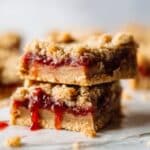 Peanut Butter and Cheesecake Bars with Strawberry Jam and Oat Crumble Recipe