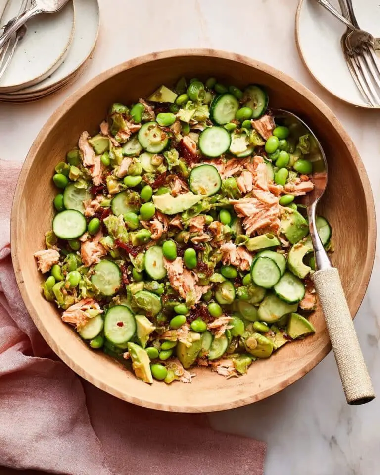Crispy Rice Salmon Cucumber Salad with Creamy Asian Dressing Recipe