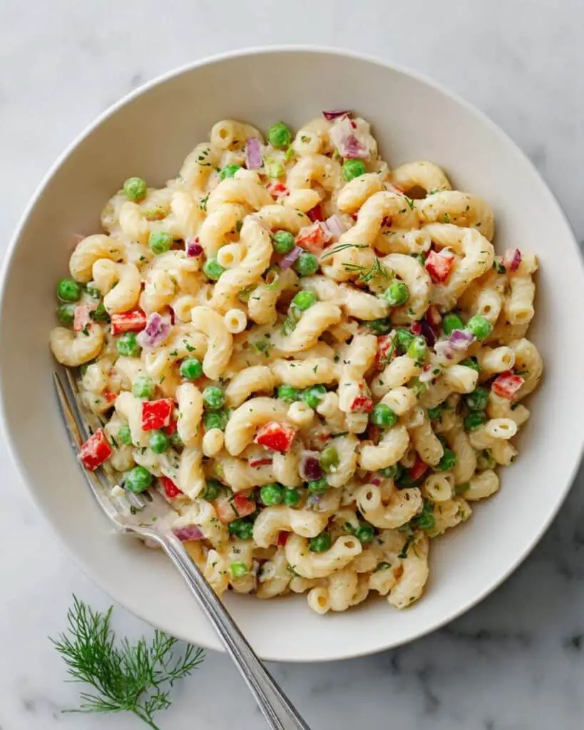 No Mayo Macaroni Salad with Crunchy Almond Dressing Recipe