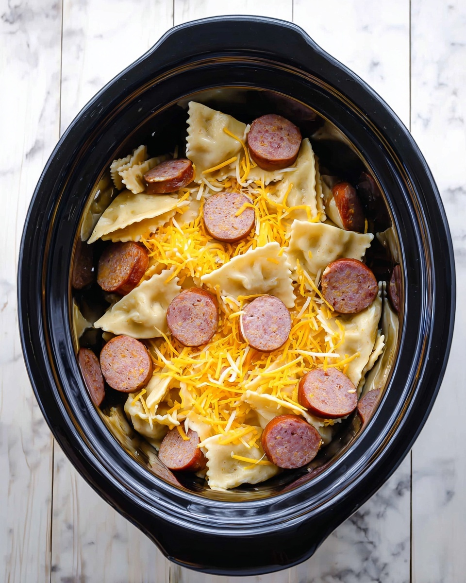 A large white pot filled with a creamy, light brown stew that has small chunks of meat and scattered green herb pieces on top. A metal spoon is stirring the stew, and the pot handle is visible on the right side. The pot sits on a white marbled surface with a partial view of some red vegetables and green stems in the background. photo taken with an iphone --ar 4:5 --v 7