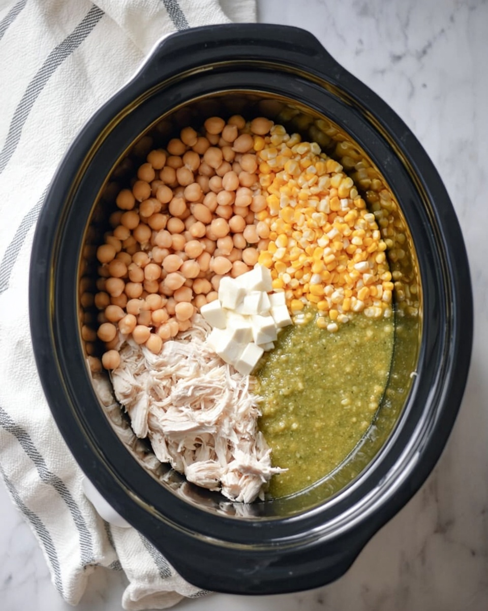 A close-up image shows a wooden cutting board placed on a white marbled surface with cooked chicken pieces being chopped. The chicken is light beige with some golden brown edges, roughly torn into small to medium chunks and piled on the right side of the board. A woman's hand is holding a knife on the left side, cutting a more solid piece of chicken into smaller strips. The overall color palette of the ingredients is soft beige with some light pink and brown hues. Photo taken with an iphone --ar 4:5 --v 7