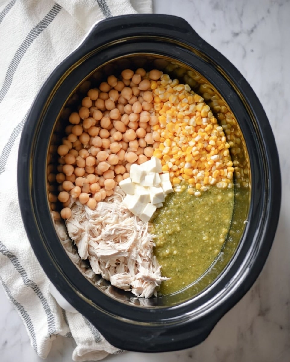 A close-up image shows a wooden cutting board placed on a white marbled surface with cooked chicken pieces being chopped. The chicken is light beige with some golden brown edges, roughly torn into small to medium chunks and piled on the right side of the board. A woman's hand is holding a knife on the left side, cutting a more solid piece of chicken into smaller strips. The overall color palette of the ingredients is soft beige with some light pink and brown hues. Photo taken with an iphone --ar 4:5 --v 7