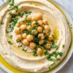 Creamy Homemade Hummus with Parsley and Olive Oil Recipe