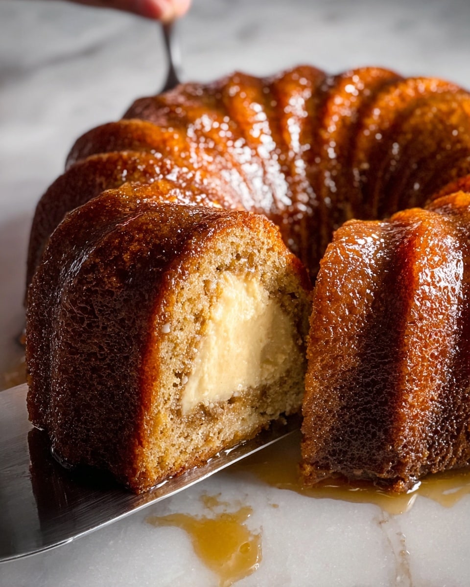 Banana Cream Cheese Bundt Cake with Caramel Drizzle Recipe