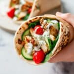 Baked Chicken Shawarma with Yogurt Sauce and Fresh Vegetables Recipe