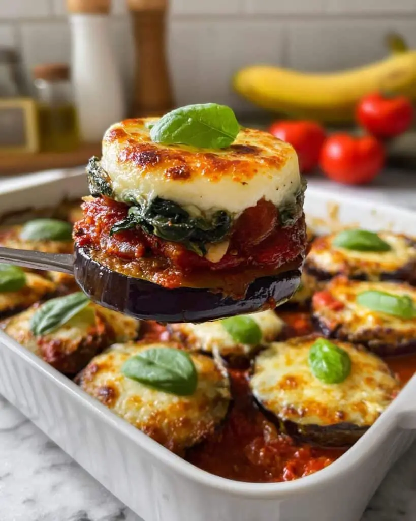 Baked Layered Eggplant with Beef Ragu and Smoked Mozzarella Recipe