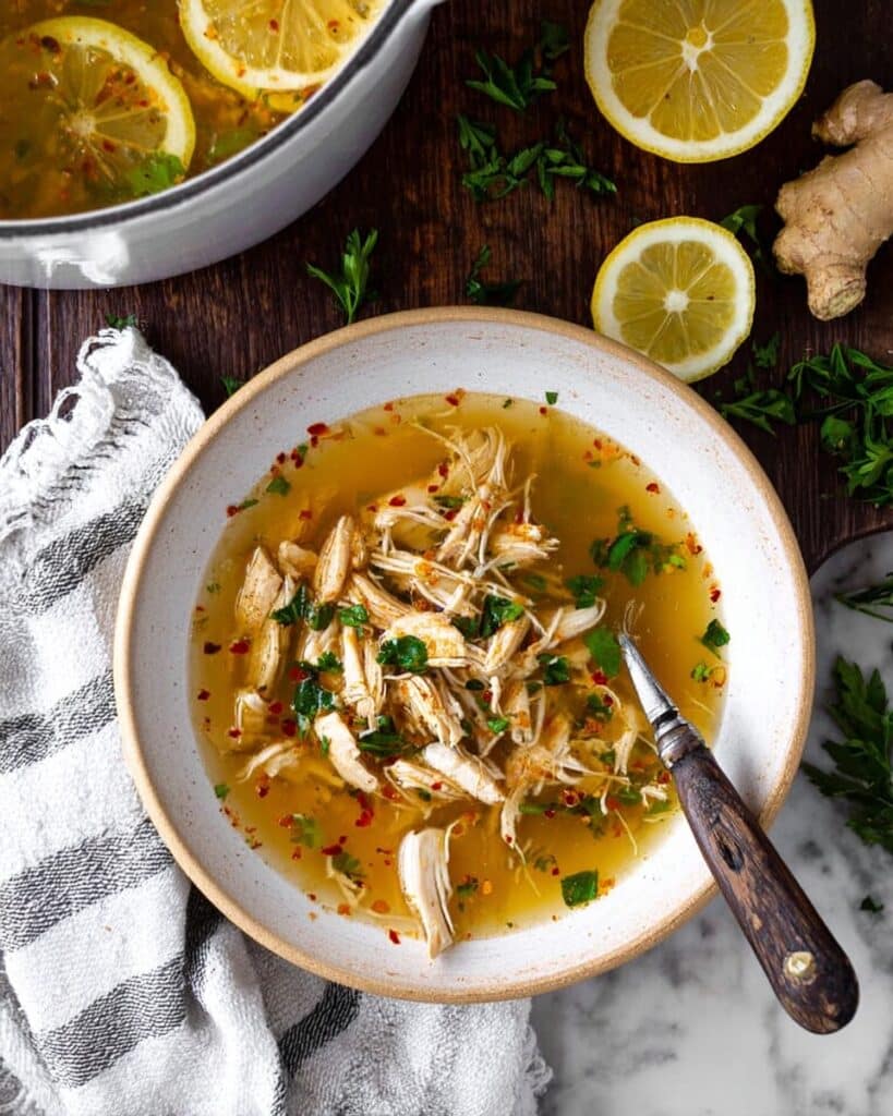Simple Chicken Soup Recipe with Ginger and Lemon Recipe