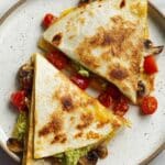 Vegan Tortilla Wrap with Avocado, Mushrooms, and Roasted Cherry Tomatoes Recipe