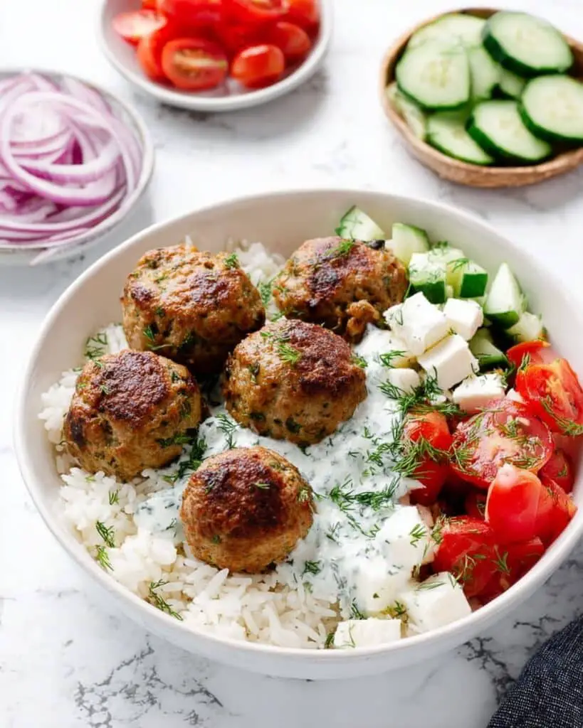Greek Turkey Meatballs with Tzatziki