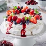 Pavlova Wreath with Fresh Berries and Raspberry Coulis Recipe