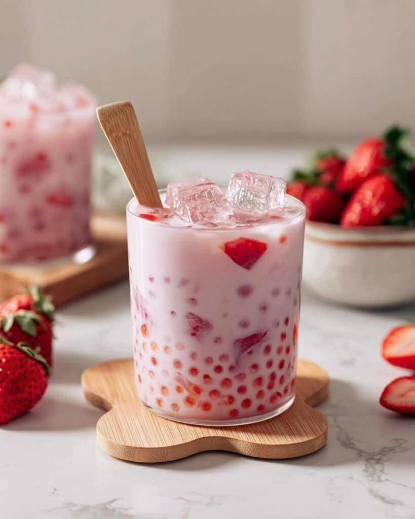 Strawberry Sago with Coconut Milk and Tapioca Pearls Recipe