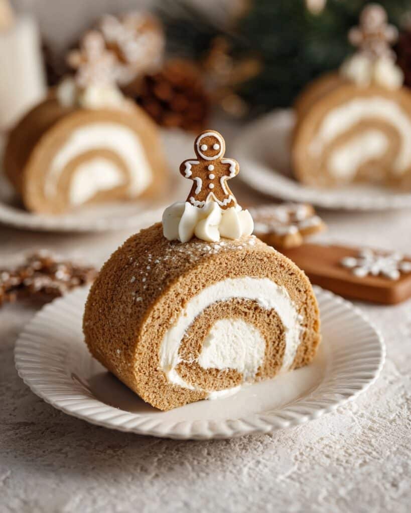 Gingerbread Roll Cake with Eggnog Whipped Cream Recipe