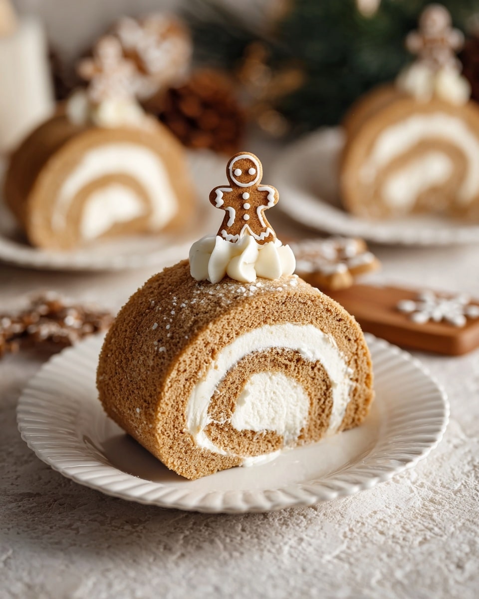 Gingerbread Roll Cake with Eggnog Whipped Cream | Festive & Delicious