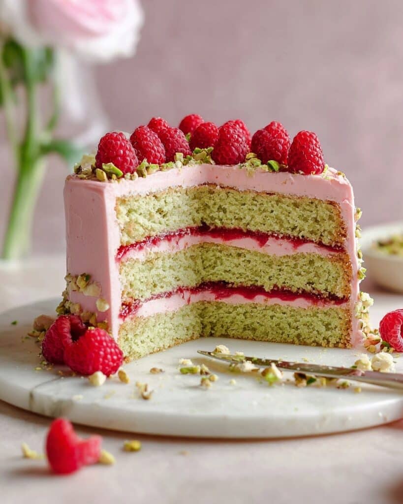 Raspberry Pistachio Cake with Raspberry Jam and Buttercream Recipe