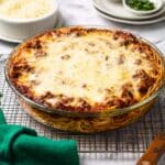 Spaghetti Pie with Sausage, Vegetables, and Melted Mozzarella Recipe