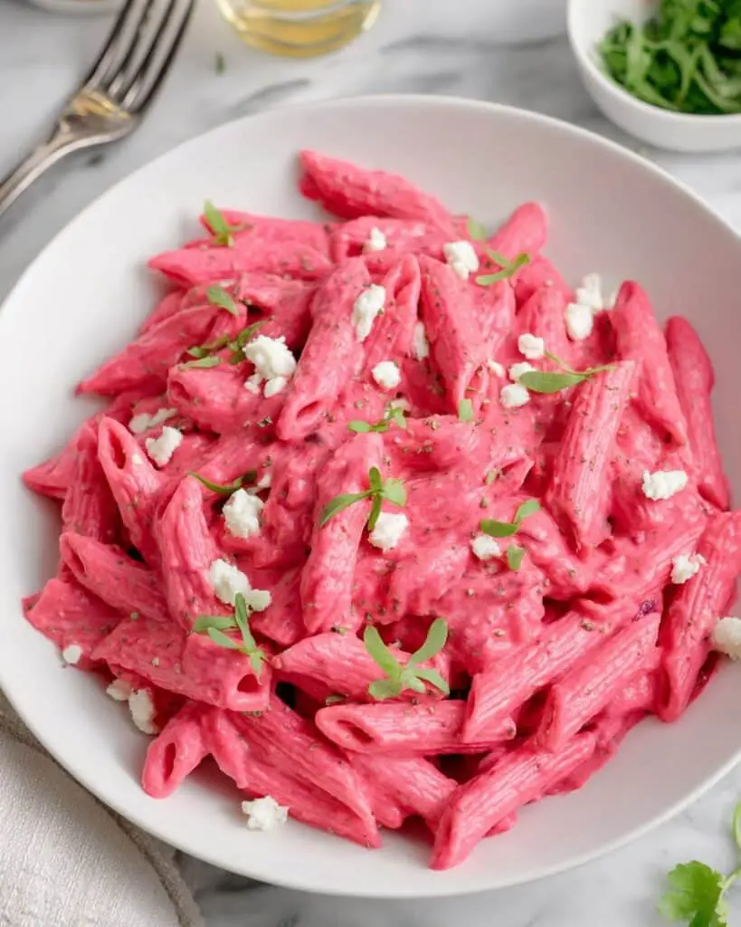 Creamy Beetroot Pasta with Feta Recipe