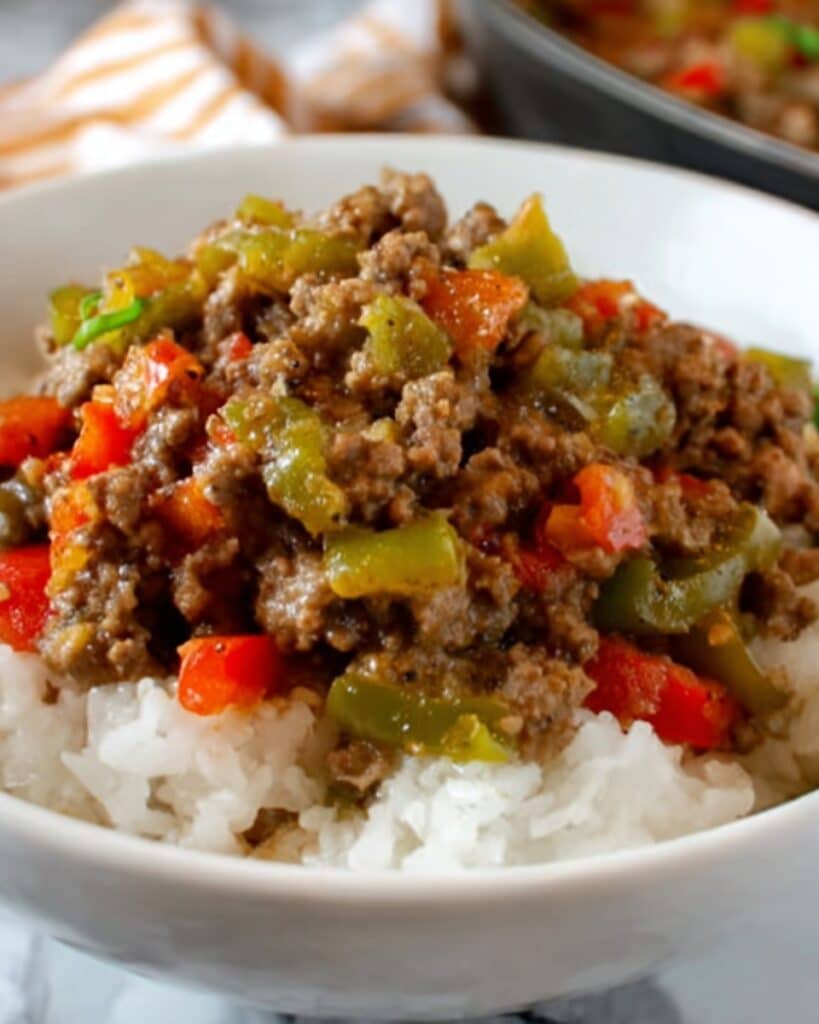 Beef and Pepper Rice Bowls Recipe