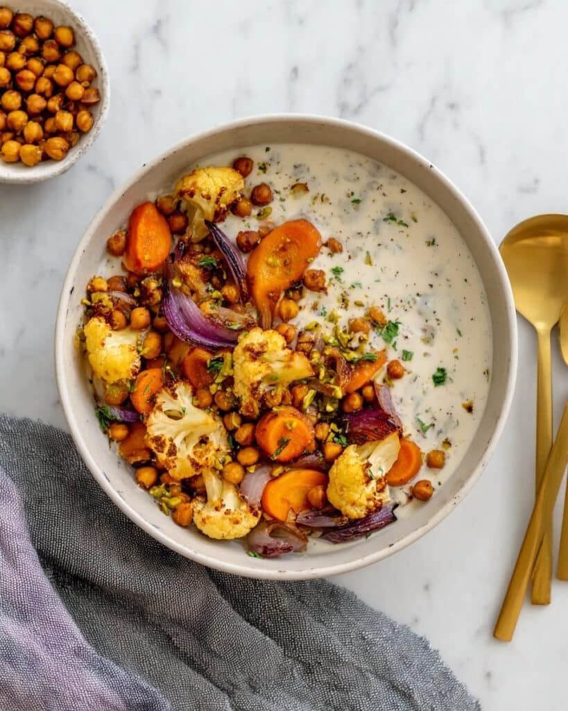 Sweet and Spicy Mediterranean Bowl with Mint Yogurt Sauce Recipe