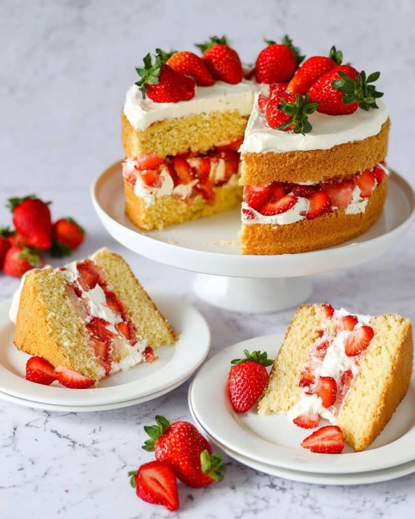 Strawberries & Fresh Cream Cake Recipe