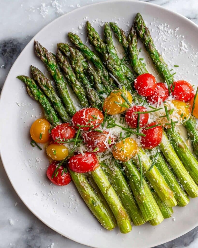 Cheesy Asparagus with Tomatoes Recipe