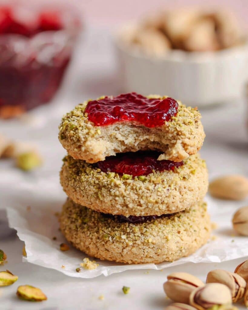 Raspberry Pistachio Thumbprint Cookies Recipe