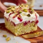 Raspberry Pistachio Matcha Cake with Raspberry Swirl and Cream Frosting Recipe