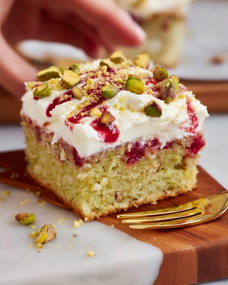 Raspberry Pistachio Matcha Cake with Raspberry Swirl and Cream Frosting Recipe