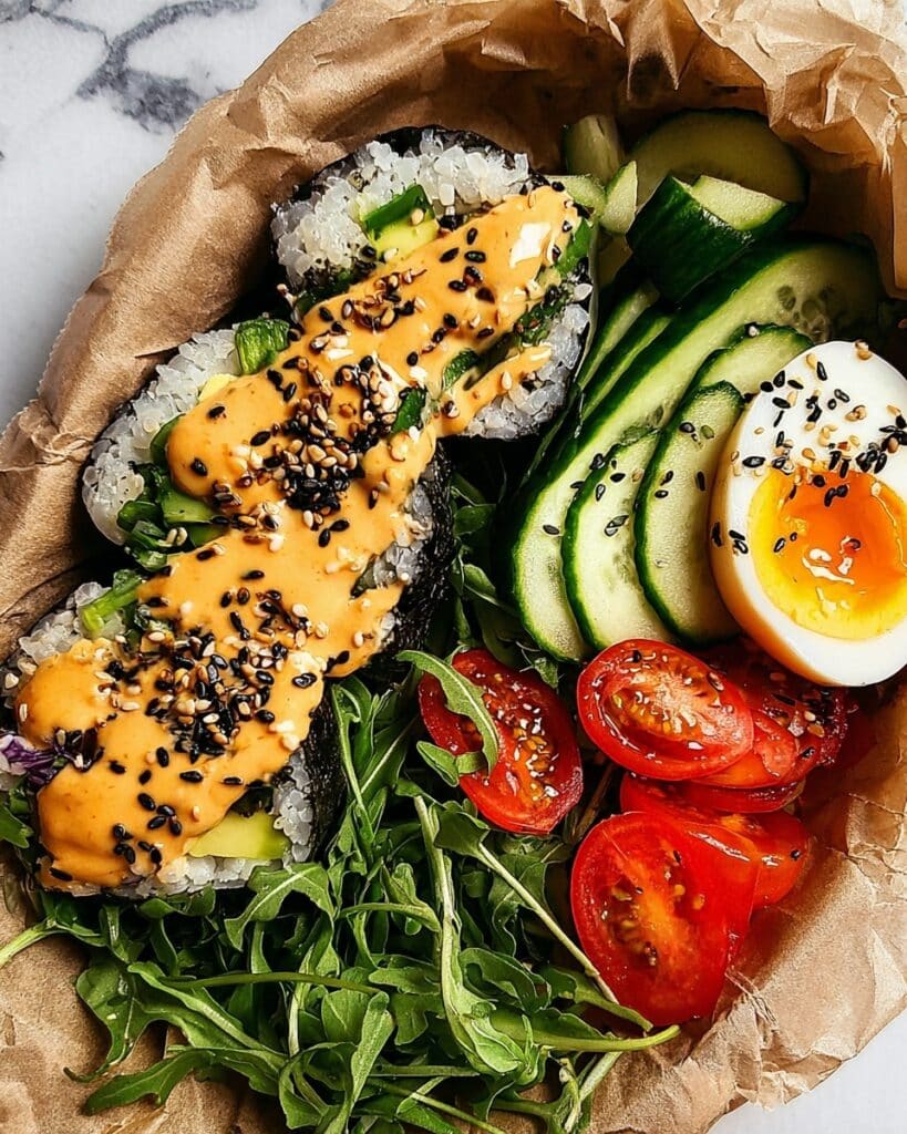 Onigirazu – Japanese Sushi Rice Sandwich with Fresh Vegetables and Spicy Mayo Recipe