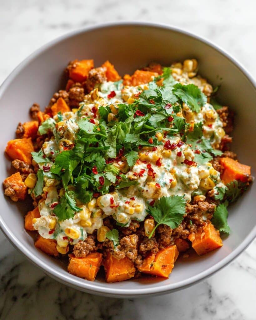 Street Corn Sweet Potato Beef Bowl Recipe