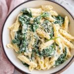 Pasta with Creamy Spinach Sauce and Parmesan Recipe