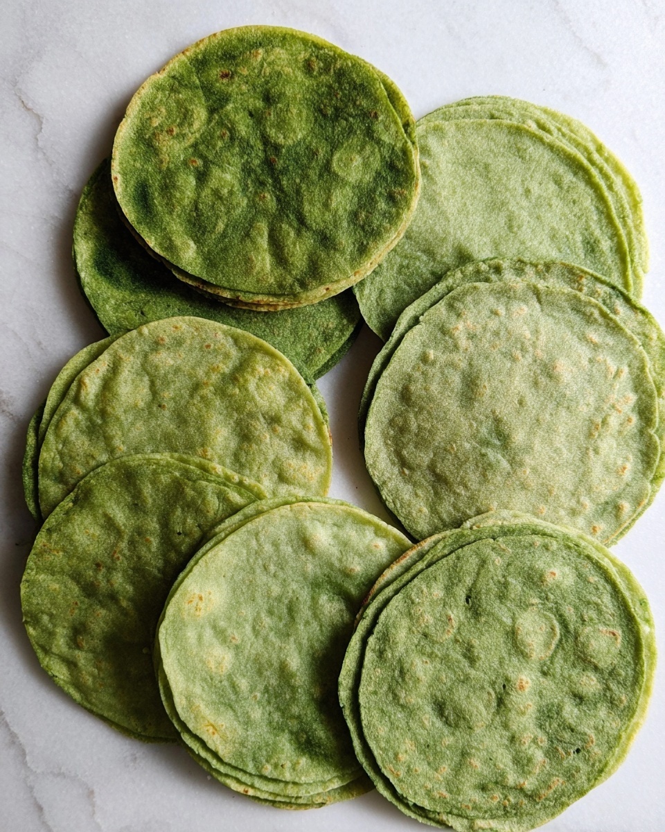The image shows a group of thin, round green flatbreads arranged on a white marbled surface. There are about ten flatbreads, some are stacked slightly on top of one another, while others are placed side by side. Each flatbread has a smooth texture with subtle color differences showing lighter and darker green shades, giving them a fresh, natural look. The edges are even and the flatbreads lay flat without folding or bending. photo taken with an iphone --ar 4:5 --v 7