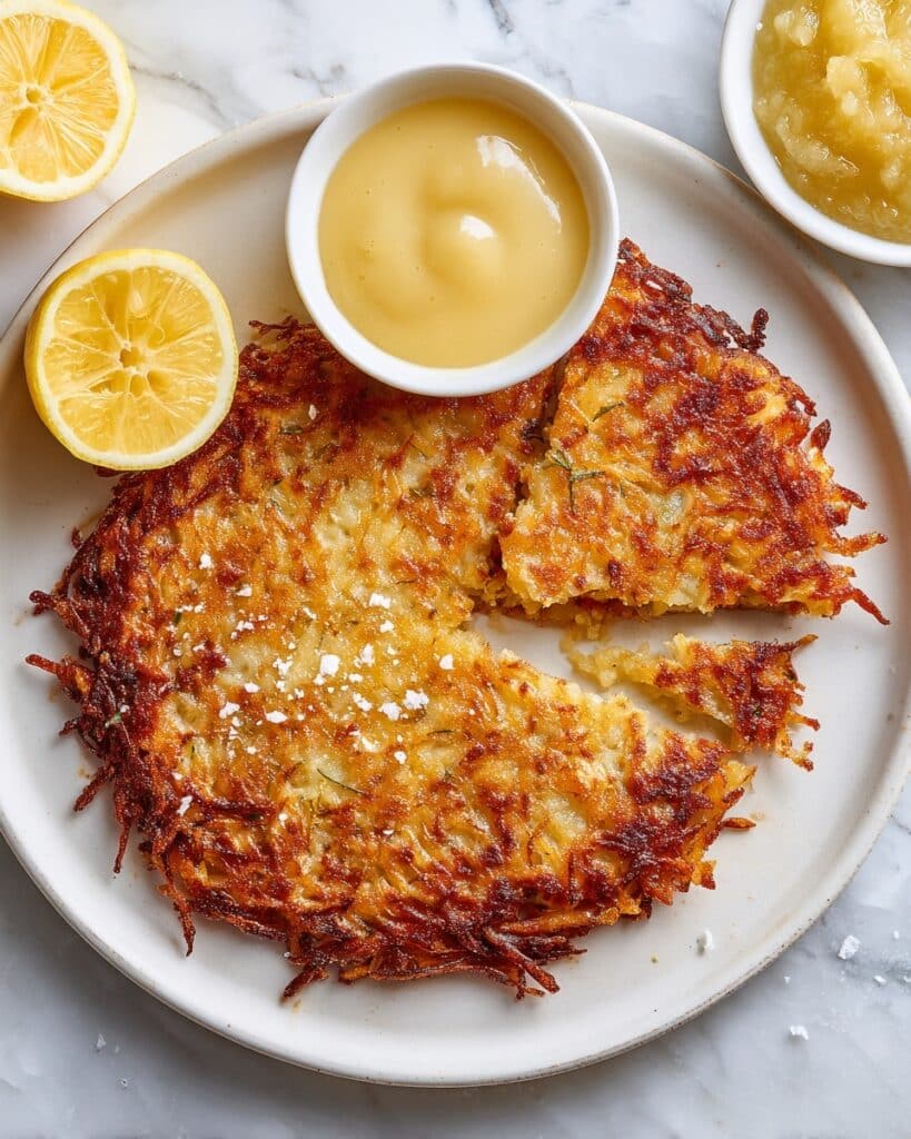 Schnitzel Latkes with Ginger Apple Sauce and Lemon Aioli Recipe