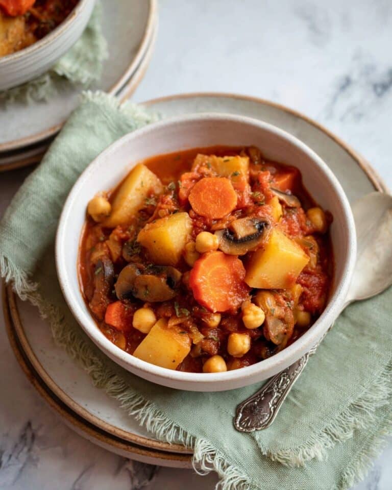 Hearty Vegetable Potato Stew with Mushrooms and Chickpeas Recipe